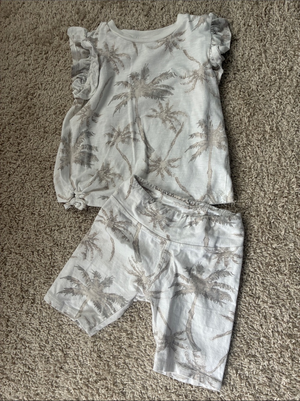Jessica Simpson Cream and Tan Palm Tree Kids Matching Set